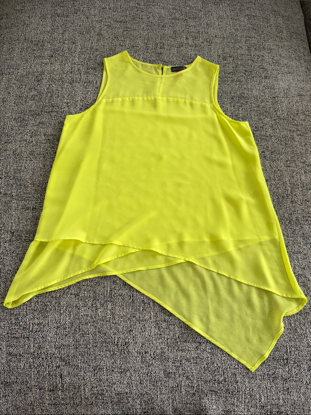 Vince Camuto Neon Yellow Layered Chiffon Asymmetrical Camisole